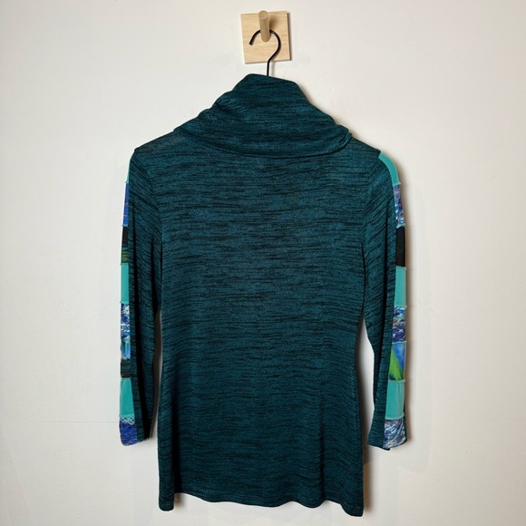 Joseph Ribkoff Colorblock Blue Pullover Asymmetrical Cowl Neck Sweater Canada 6 - Picture 5 of 8